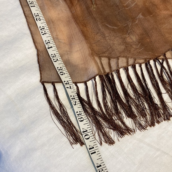 Ralph Lauren chiffon silk long scarf with fringe - Picture 14 of 16